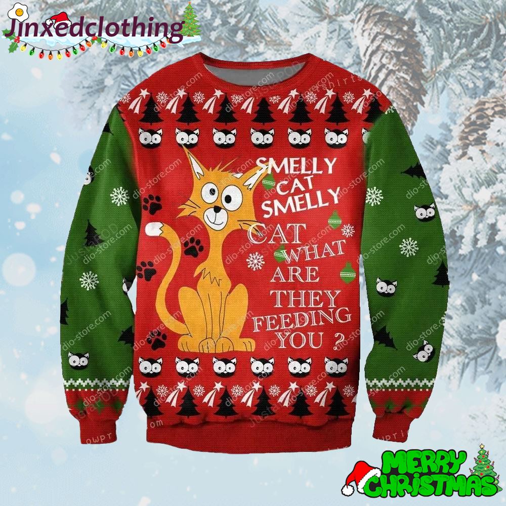 Smelly Cat Friends Movie Ugly Sweater Christmas Funny 